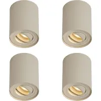 QAZQA Sett med 4 moderne utenpåliggende spotter beige GU10 50 mm roterbare og vippbare - Rondoo Up