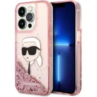 Karl Lagerfeld Glitter Karl's Head-etui til iPhone 14 Pro Max - rosa