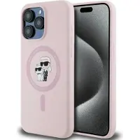 Karl Lagerfeld Silikon Karl&Choupette Ring MagSafe-etui i silikon for iPhone 15 Pro Max - Rosa