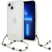 GUESS GUHCP13SKPSWH iPhone 13 mini 5,4" gjennomsiktig hardcase White Pearl