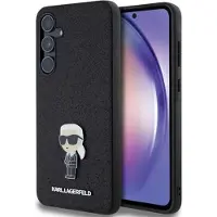 Karl Lagerfeld Fast glitter Ikonik Logo metallpinneveske for Samsung Galaxy A55 - svart