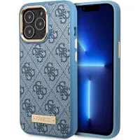 GUESS GUHMP14LU4GPRB iPhone 14 Pro 6,1" blå/blå hard koffert 4G Logo Plate MagSafe