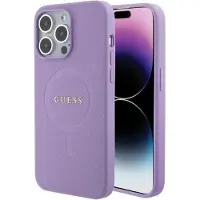 GUESS Saffiano MagSafe-etui for iPhone 15 Pro - lilla