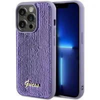 GUESS Sequin Script metallveske for iPhone 14 Pro Max - lilla