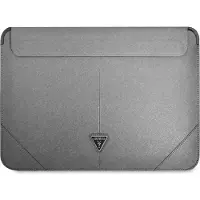 GUESS Saffiano Triangle Logo veske for en 16" bærbar datamaskin - sølv