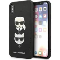 Karl Lagerfeld Saffiano Karl&Choupette Head-etui for iPhone X/XS - svart
