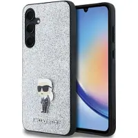 Karl Lagerfeld Fast glitter Ikonik Logo metallnålveske for Samsung Galaxy A35 - sølv