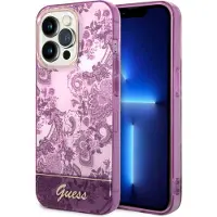 GUESS Porselen Collection-etui for iPhone 14 Pro Max - fuchsia