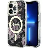 GUESS GUHMP14LHCFWSK iPhone 14 Pro 6,1" svart/svart hardcase Flower MagSafe