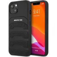 Mercedes AMG AMHCP14MGSEBK iPhone 14 Plus 6,7" svart / svart hardcase i lær med pregede linjer