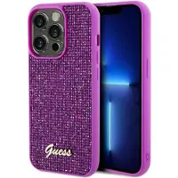 GUESS Disco Metal Script-etui for iPhone 14 Pro - fuchsia