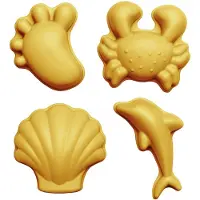 Scrunch Sandform - 4 stk. - Silikon - 6,5–10,5 cm - Mustard - - OneSize - Sandleker