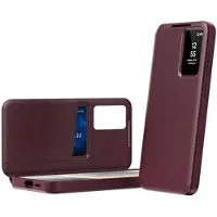 Mtp Products Samsung Galaxy S26 Ultra Smart Clear View Flip-etui med kortspor - vinrød