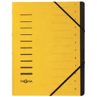Pagna Office - Klassifikasjonsmappe - 12 rom - 12 deler - bokryggbredde: 5 mm - for A4 (210 x 297 mm) - med fliker - gul