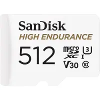 SanDisk High Endurance - Flashminnekort (microSDXC til SD-adapter inkludert) - 512 GB - Video Class V30 / UHS-I U3 / Class10 - microSDXC UHS-I