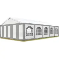 TOOLPORT 5x10 m partytelt, PE-presenning, grå-hvit