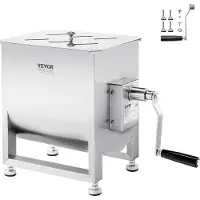Vevor manuell kjøttmikser, 30L kjøttforedlingsutstyr med fast tank (miksing av maks 13,6 kg for kjøtt), kjøttmikser i rustfritt stål, pølsemaskin med lokkhåndtak, girreduksjon, håndmikser for kjøttdei