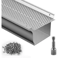Vevor takrennebeskyttelse, 5 tommer bredde, aluminiumsbladfilter DIY-takrennedeksel, 26 deler 104 fot total lengde, 0,157'' hulldiameter og 0,02'' tykk Raptor takrennebeskyttelse passer til alle tak-