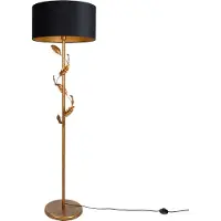 QAZQA Gulvlampe gull med svart skjerm og gullinteriør 50 cm - Linden