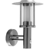 LINDBY utendørs LED-vegglampe Gregory, sensor, stål, IP44
