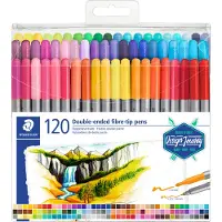 Staedtler - Dobbelsidig fibertupp-pen - assorterte farger - 0.5-0.8 mm / 3 mm - fin / fin og bred (en pakke 120)
