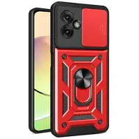 Mtp Products Motorola Moto G55 Hybrid-deksel med Roterende Ring med Kameraskjold - Rød
