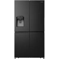 Hisense RQ760N4SBFE, Frittstående, Amerikansk dør, Svart, Berøringskontroll, LED, På dør