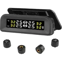 Vevor RV dekktrykkovervåkingssystem, 7.3-87 PSI tilhenger TPMS, universelt trådløst bilalarmsystem, vanntett TPMS-sensorsett med solcellelading, 4 sensorer, 5 alarmmoduser og sanntidsvisning