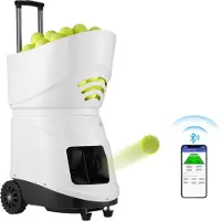 Vevor tennisballmaskin, automatisk bærbar tennisballkaster, tennistreningskaster for 150 baller, multimodusøvelser med 5 motorer, spilltid over 2 timer, oppladbart batteri, fjernkontroll med app