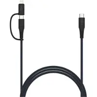 FIXED 2in1 Combo 60W - USB-C <-> USB-C / Lightning - 1.2m - Svart