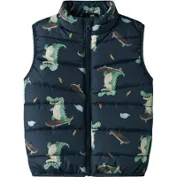 Name it Dynevest - NmmMylane - Insignia Blue m. Trykk - - 7 år (122) - Dunvest