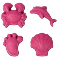 Scrunch Sandform - 4 stk. - Silikon - 6,5–10,5 cm - Cherry Red - - OneSize - Sandleker