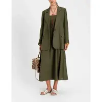 Twinset for woman. 261TF2020 Green linen blazer (44), Casual, Long sleeve