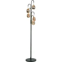 Highlight Gulvlampe Golden Egg svart/amber 165 cm 5 lyskilder metall/glass