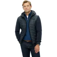 Superdry for man. M5012294A Hood Storm Fleece Hybrid Coat (S), Casual, Recycled Polister, Sustainable, Navy