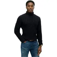 Superdry for man. M6110673A Jacob Cable Roll navy jumper (XL), Casual, Wool, Long sleeve