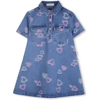 Billieblush Kjole - Denim - Denim Blue m. Hjerter - - 4 år (104) - Kjole