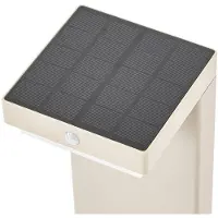 LINDBY LED-solcelledrevet sokkellampe Eleazar, beige, aluminium, sensor