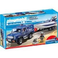 Playmobil - City Action politilastebil med hurtigbåt