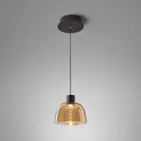 Bover LED-hengelampe Drep S/01, ravfarget, glass, 2700 K