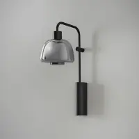 Bover LED-vegglampe Drep A/04 røykgrå glass, svart 2700 K