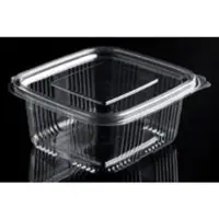 CaterSource Plastbæger 500 ml 90x105x55 mm firkantet hængslet låg RPET Klar,100 stk/ps - (100 stk.)