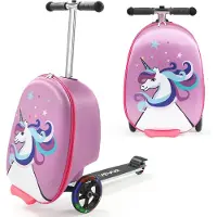 Vevor Ride-on bagasje, 20 l kapasitet, 20 tommers barnekoffert med Flash PU-hjul, justerbart håndtak og TPR-sklisikkert grep, sammenleggbar og lett sparkesykkelbagasje for barn fra 5 år, lilla