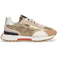 Pepe Jeans for woman. PLS600039 Gold Fashion Sneakers (41), Flat, Laces, Casual