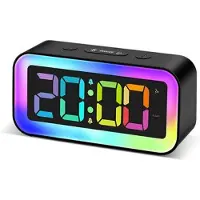 Mtp Products GS202-2 RGB LED digital vekkerklokke med nattlys – svart