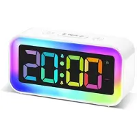 Mtp Products GS202-2 RGB LED digital vekkerklokke med nattlys – hvit