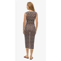 Superdry for woman. W8011848A Navy zigzag midi knit dress (S), Casual, Viscose, Sleeveless / Straps