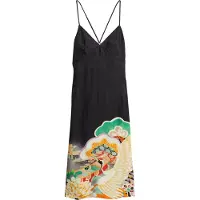 Superdry for woman. W8011678A Black printed lingerie midi strapless midi dress (M), Casual, Viscose, Sleeveless / Straps