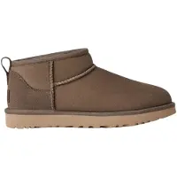 Ugg for woman. 1116109 Leather Ankle Boots Classic Ultra Mini brown greenish brown (40), Flat, None, Casual