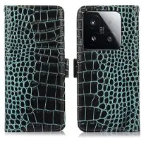 Mtp Products Xiaomi 15T Crocodile Series Lommebok-deksel i Lær med RFID - Grønn